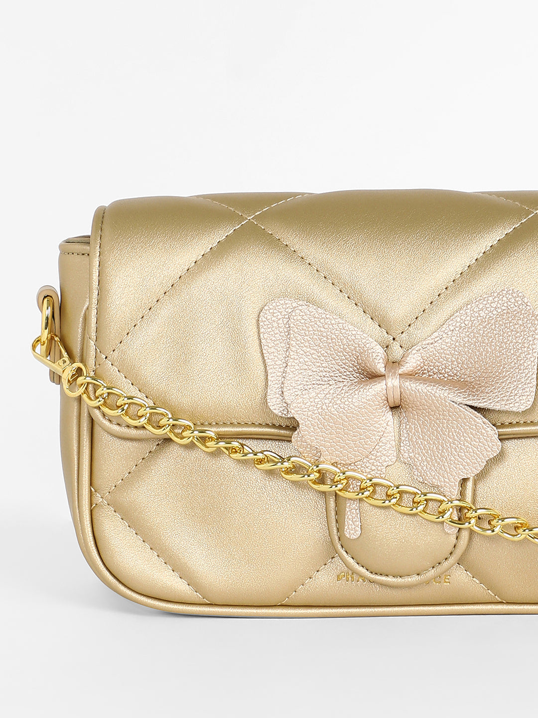 The Quilted Butterfly Shoulder Bag - Antique Gold