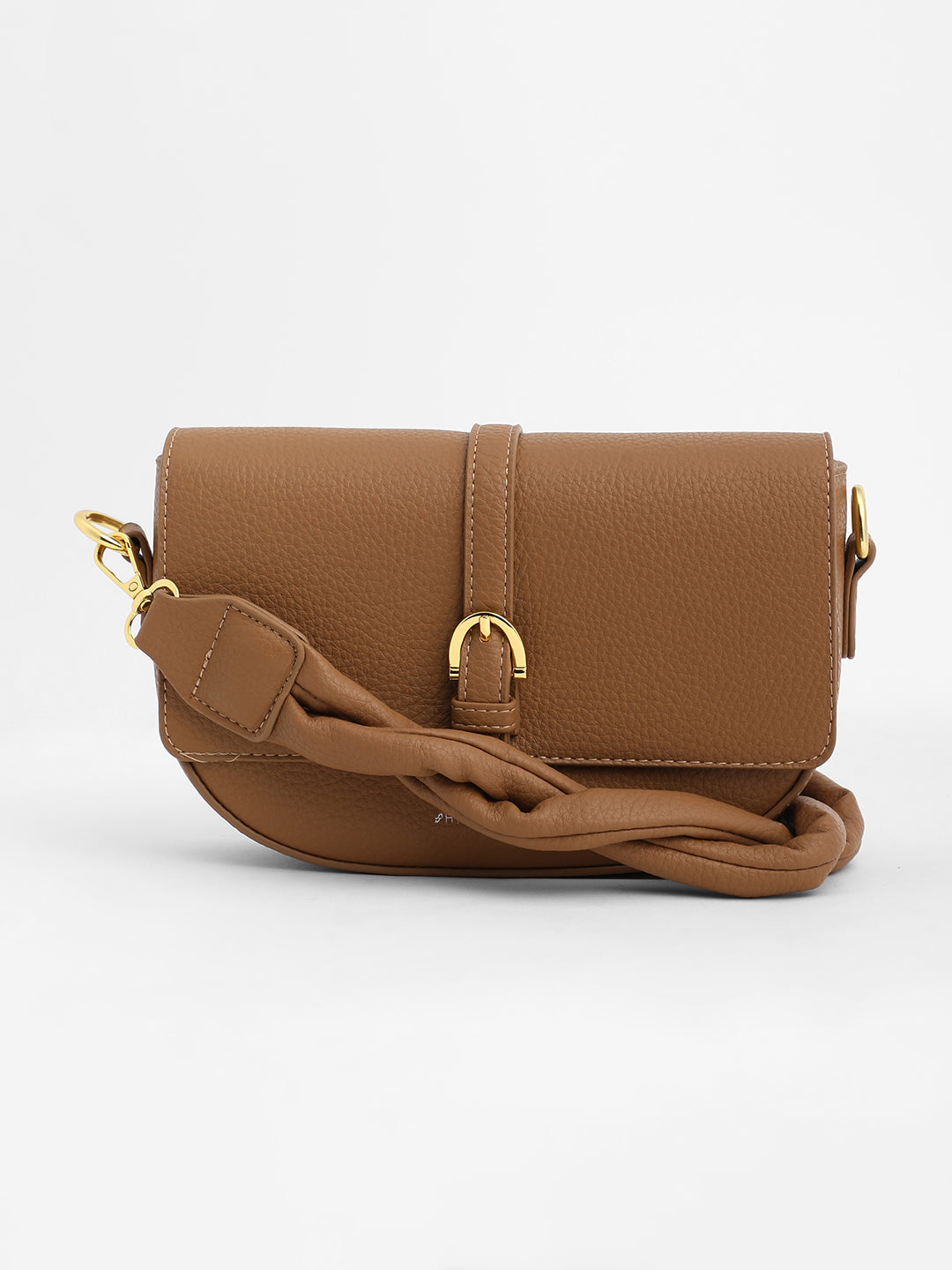 The Tang-Buckle Shoulder Bag - Tan Brown