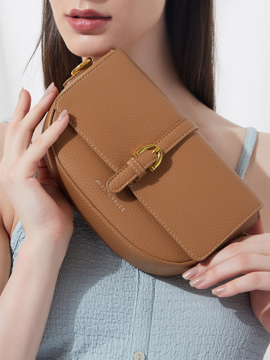 The Tang-Buckle Shoulder Bag - Tan Brown