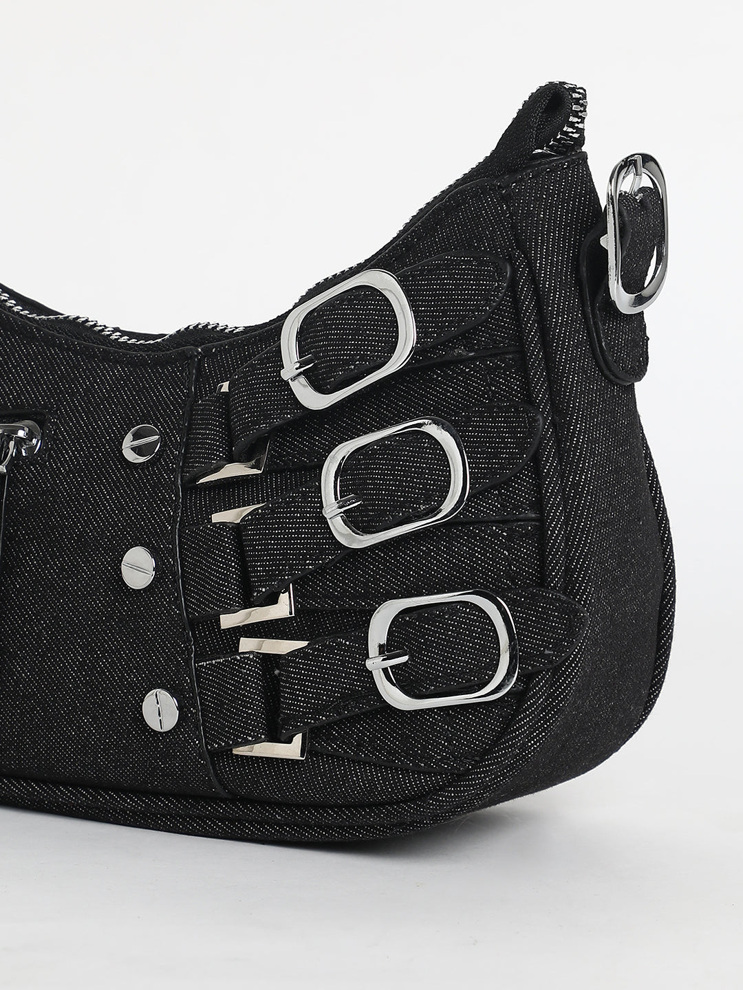 The Denim Shoulder Bag - Charcoal Black