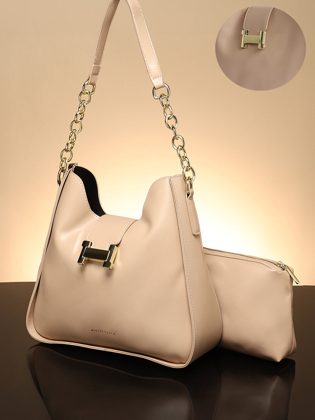 The Monogram Shoulder Bag - Light Beige