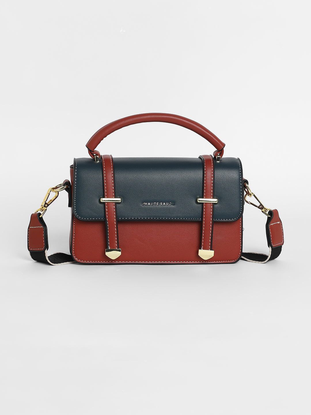 Women's The Linea Hand Bag - Terracotta Brown & Navy Blue