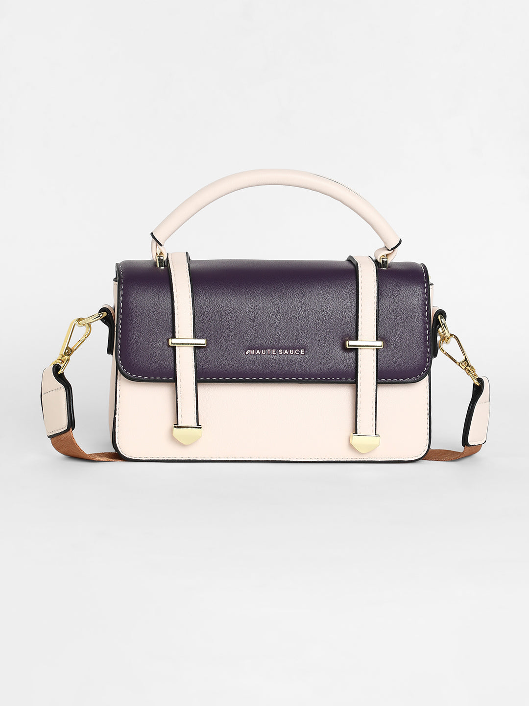 The Linea Hand Bag - Ivory White:Wine Red