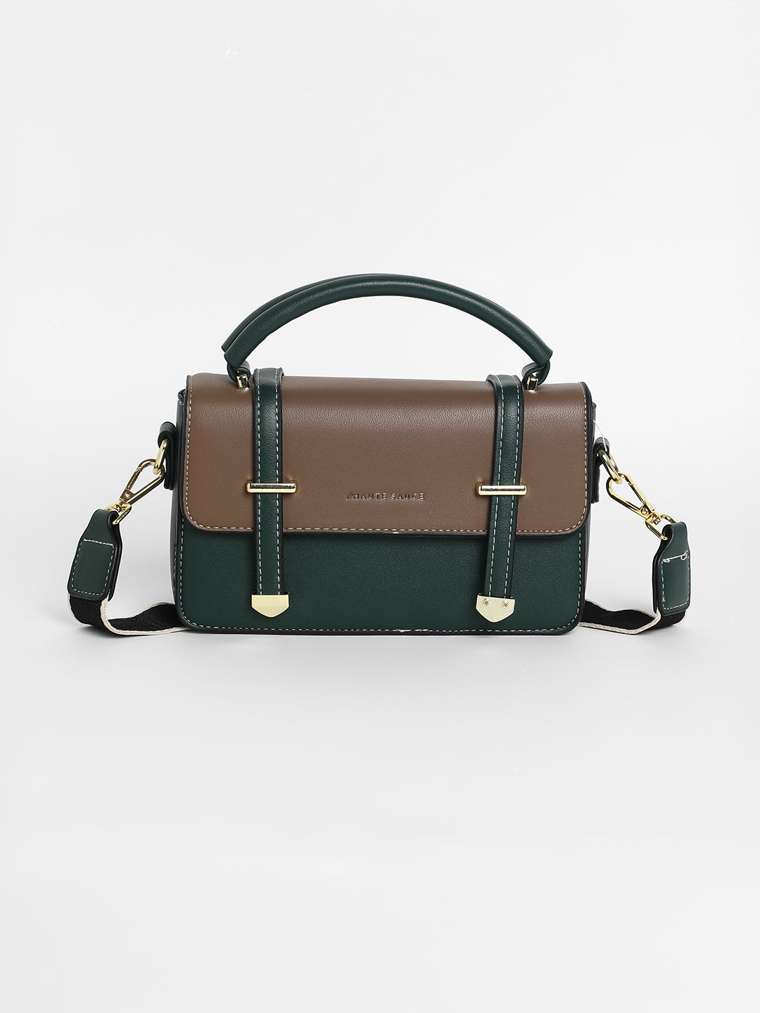 The Linea Hand Bag - Forest Green & Mocha Brown