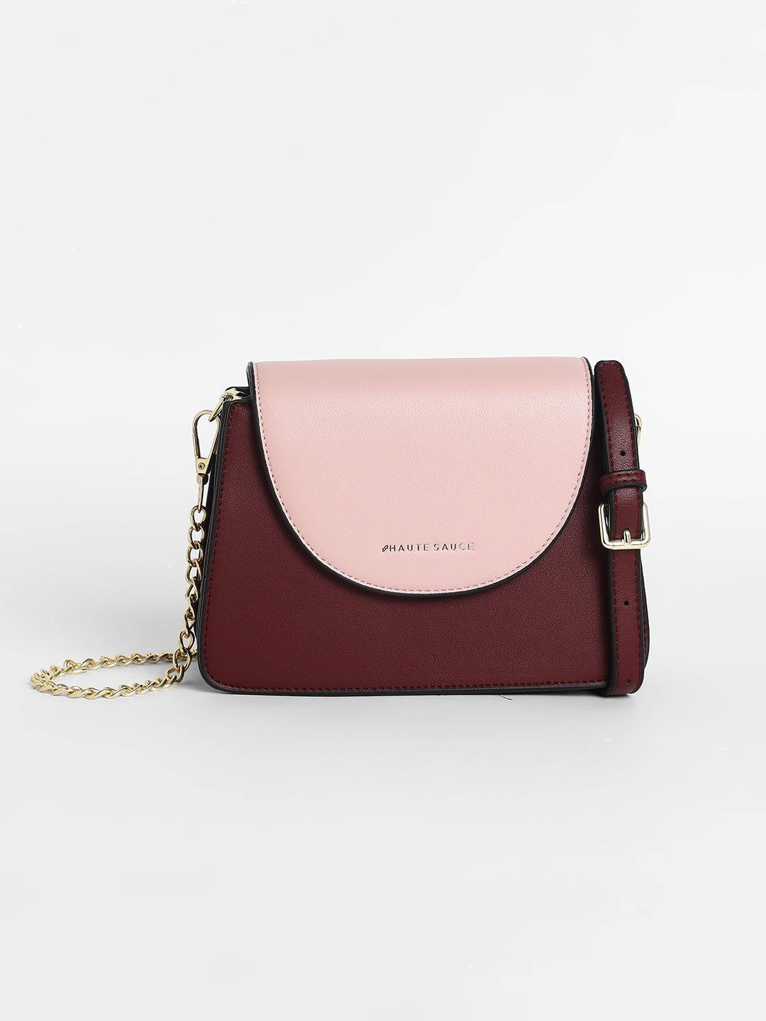 Women's The Block Flap Hand Bag - Burgundy Red & Blush Pink