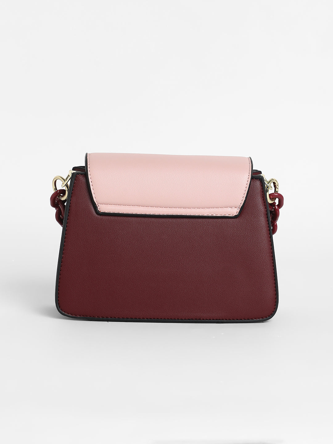 Women's The Block Flap Hand Bag - Burgundy Red & Blush Pink