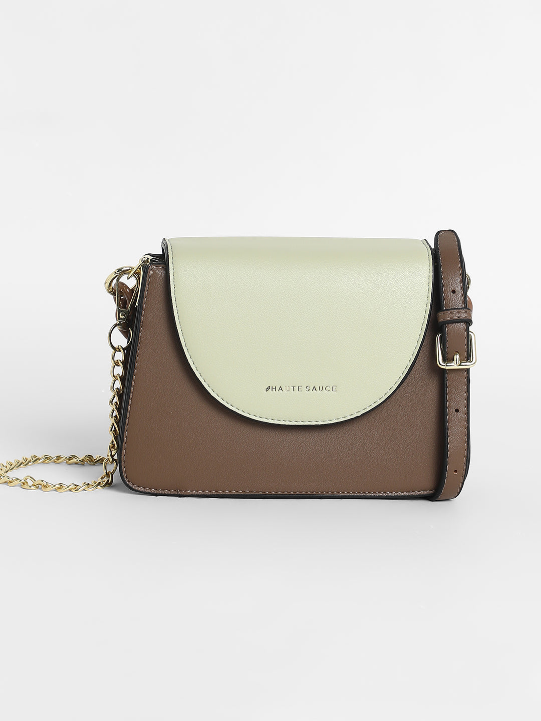 The Block Flap Hand Bag - Mocha Brown & Yellow Ochre