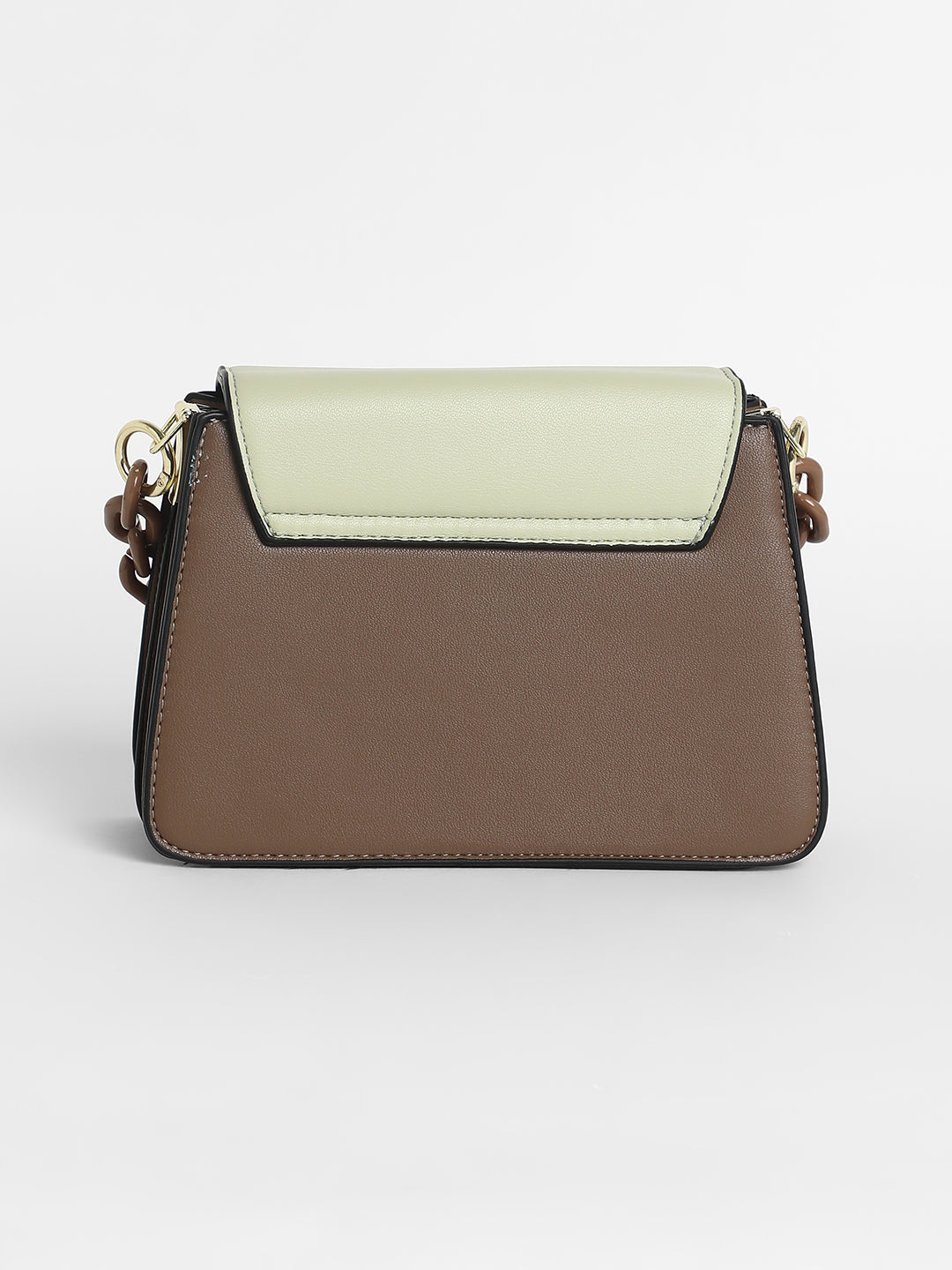 The Block Flap Hand Bag - Mocha Brown & Yellow Ochre