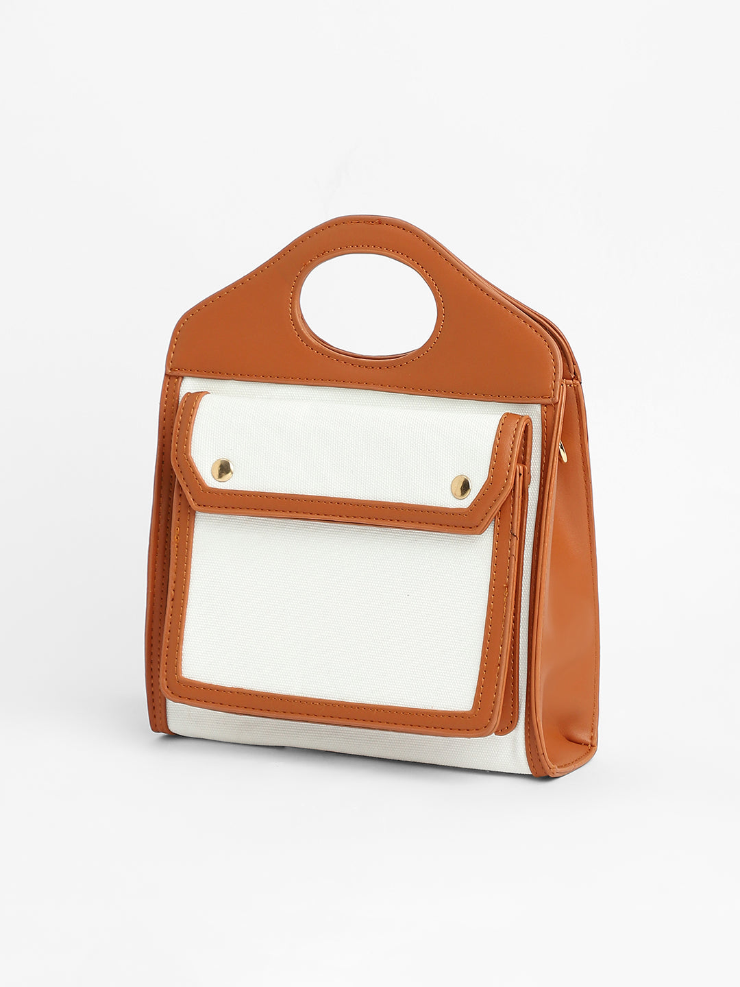 The Canvas Block Hand Bag - Powder White