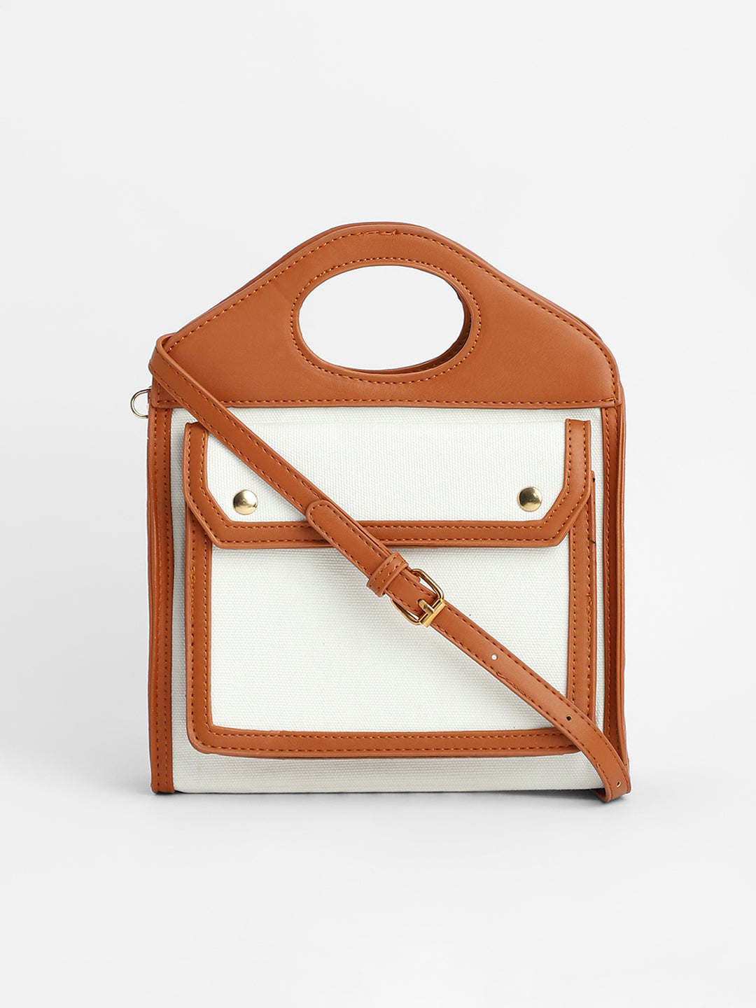 The Canvas Block Hand Bag - Powder White