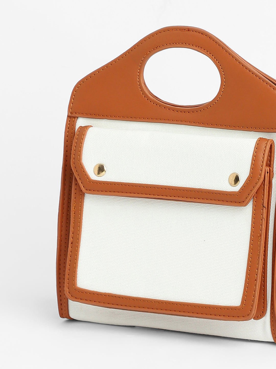 The Canvas Block Hand Bag - Powder White