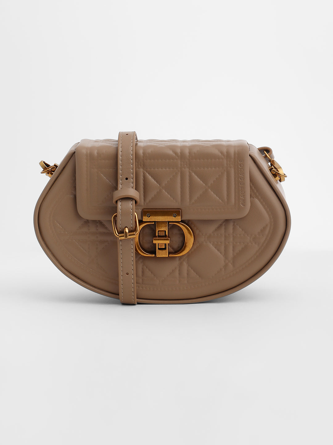 The Quilted Curve Sling Bag - Camel Brown