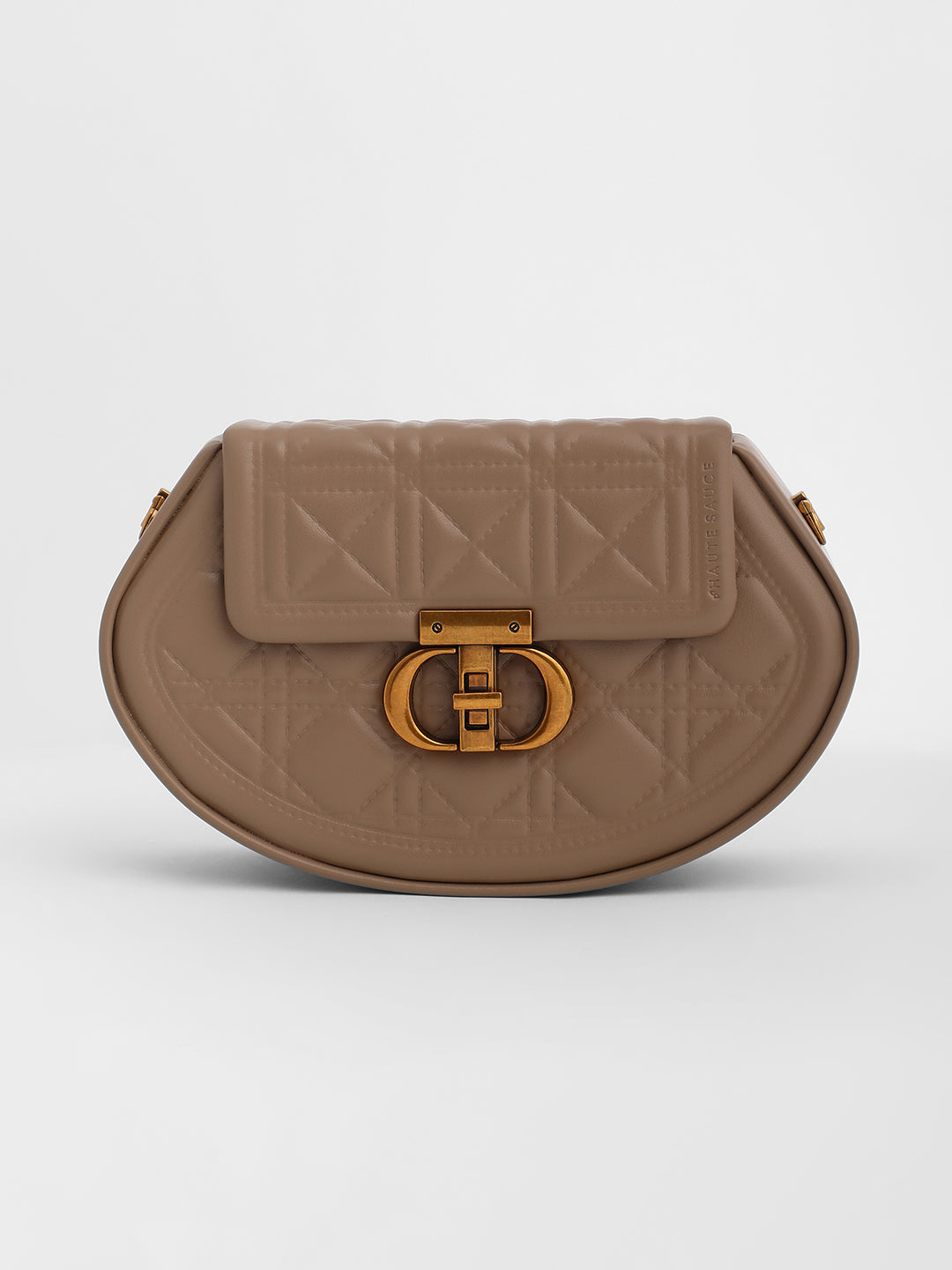 The Quilted Curve Sling Bag - Camel Brown