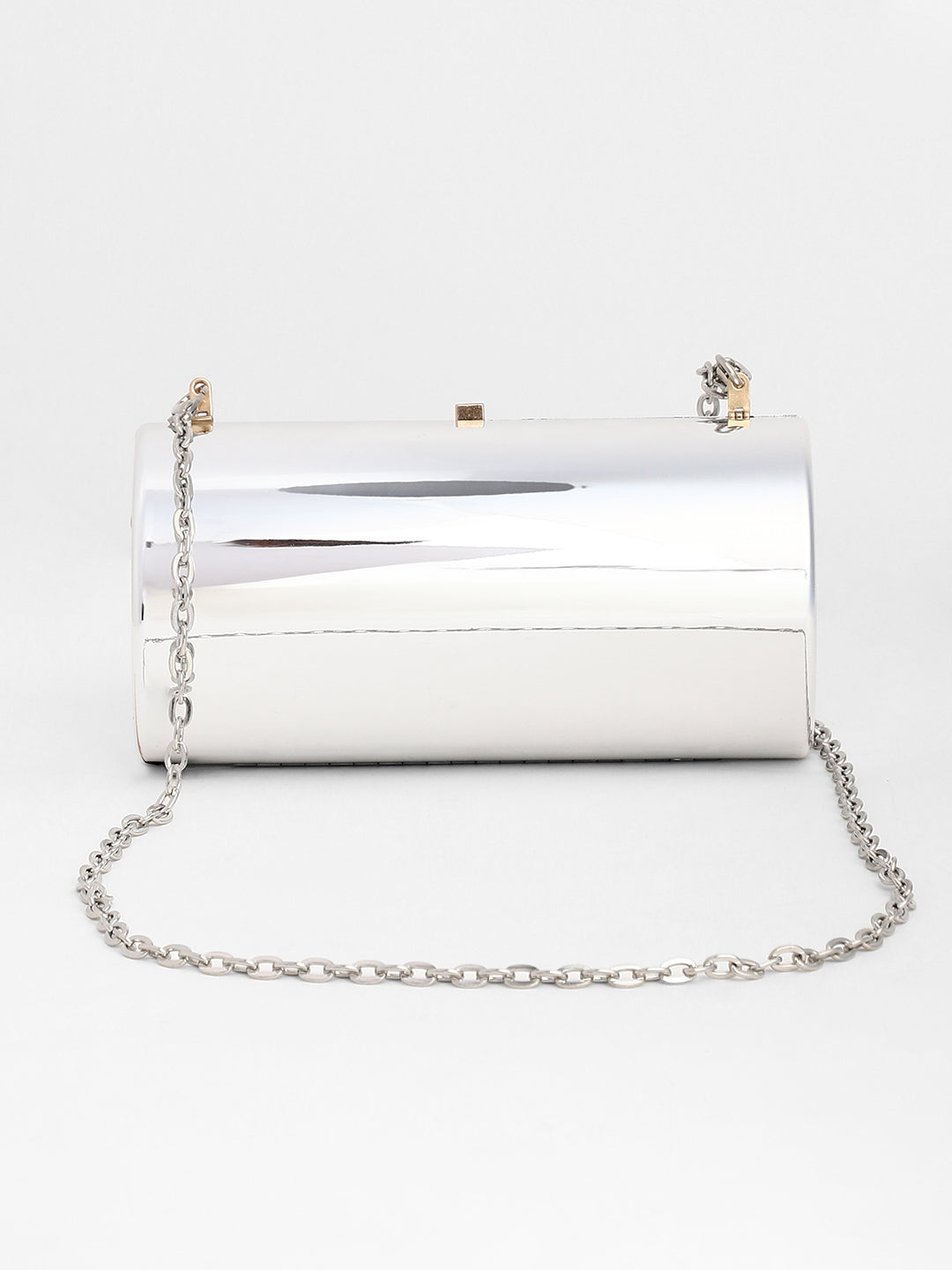 The Columner Clutch Bag - Metallic Silver