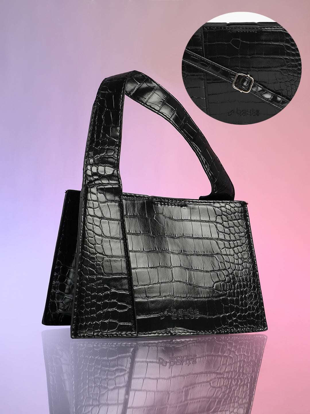 The Frivola Croc Hand Bag - Onyx Black