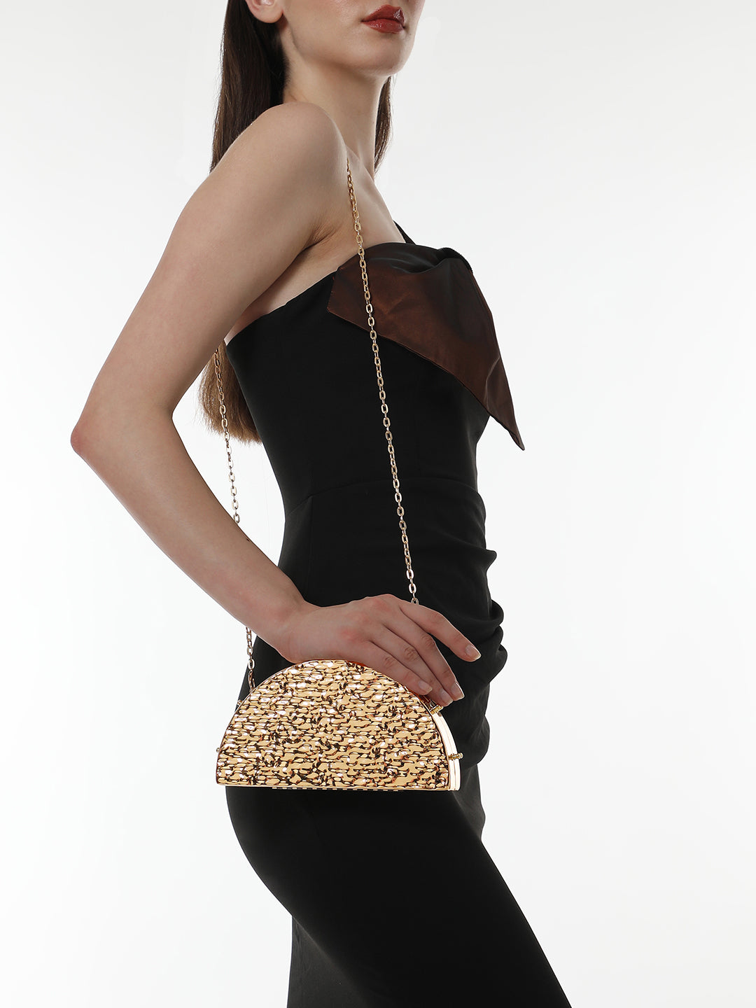 The Dented Curve Clutch Bag - California Gold