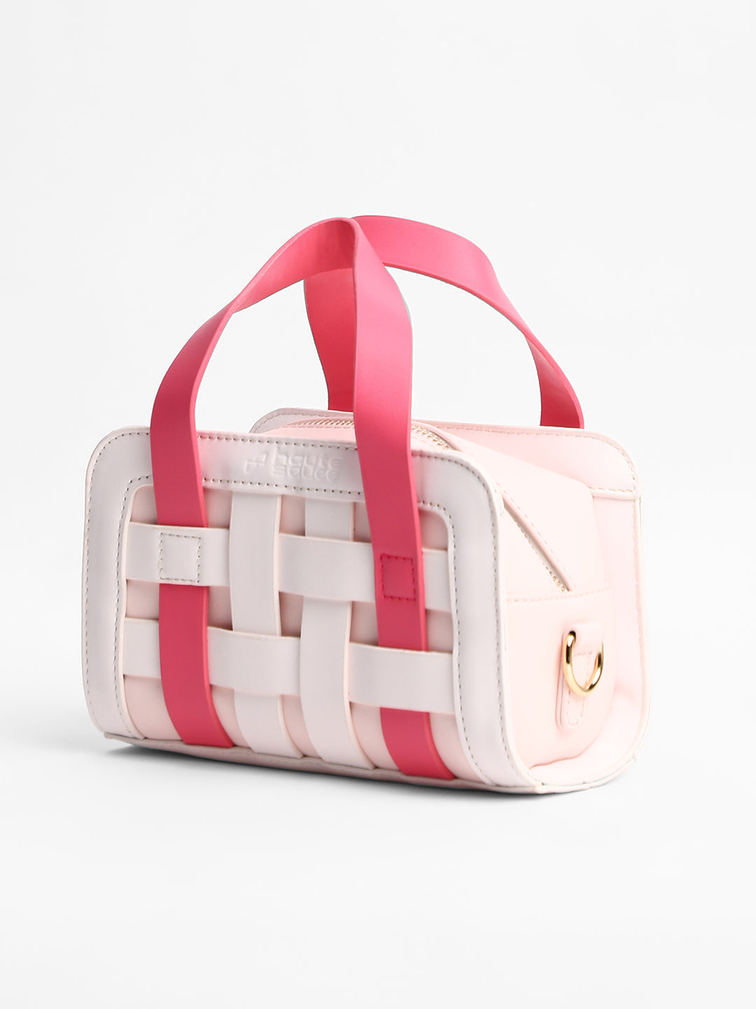 The Weave Camera Mini Sling Bag - Fuchsia Pink & Ivory White