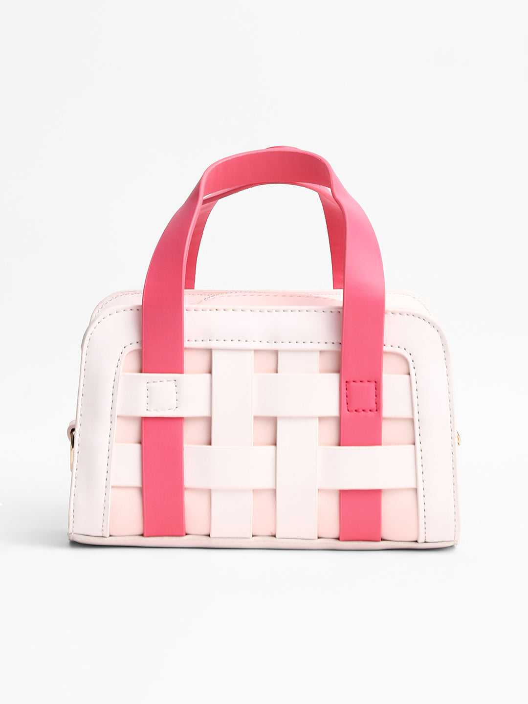 The Weave Camera Mini Sling Bag - Fuchsia Pink & Ivory White