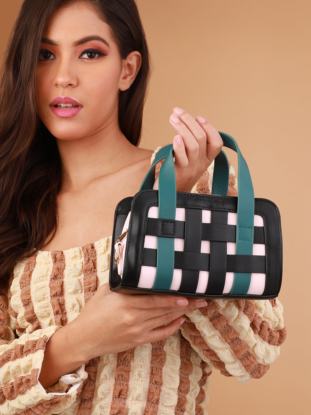 The Weave Camera Mini Sling Bag - Teal Green & Onyx Black