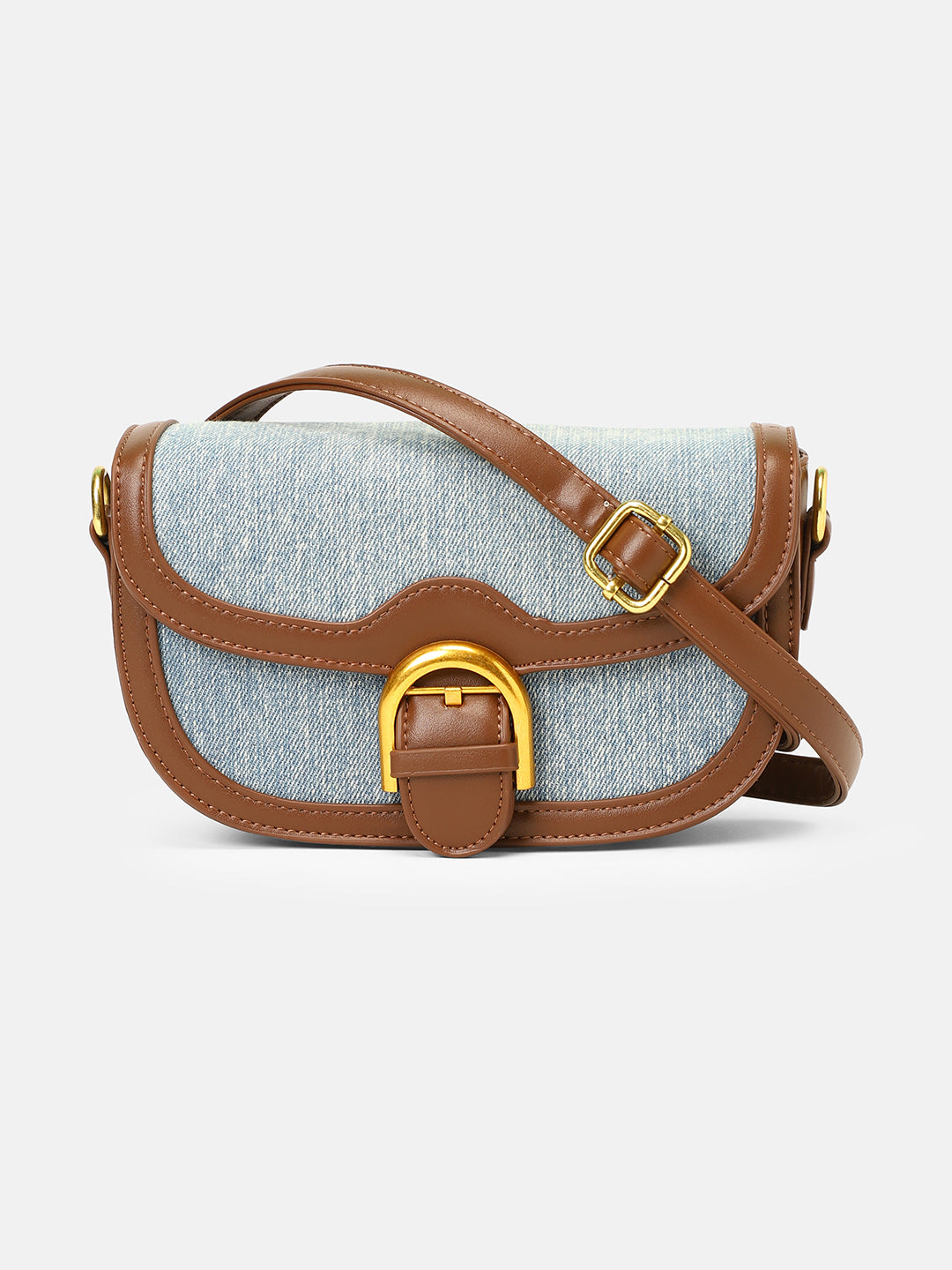 The Denim Curve Shoulder Bag - Indigo Blue