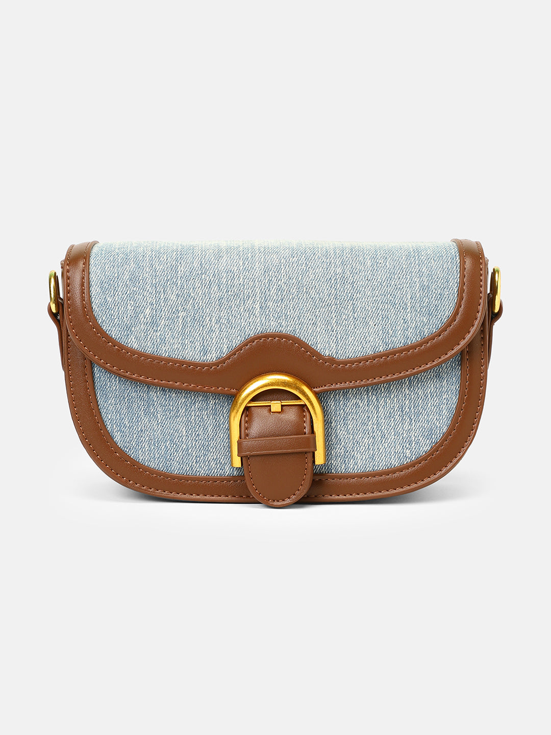 The Denim Curve Shoulder Bag - Indigo Blue