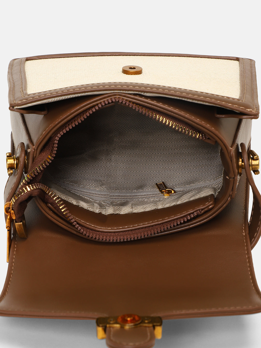 The Brooklyn Hand Bag - Khaki Beige & Mocha Brown