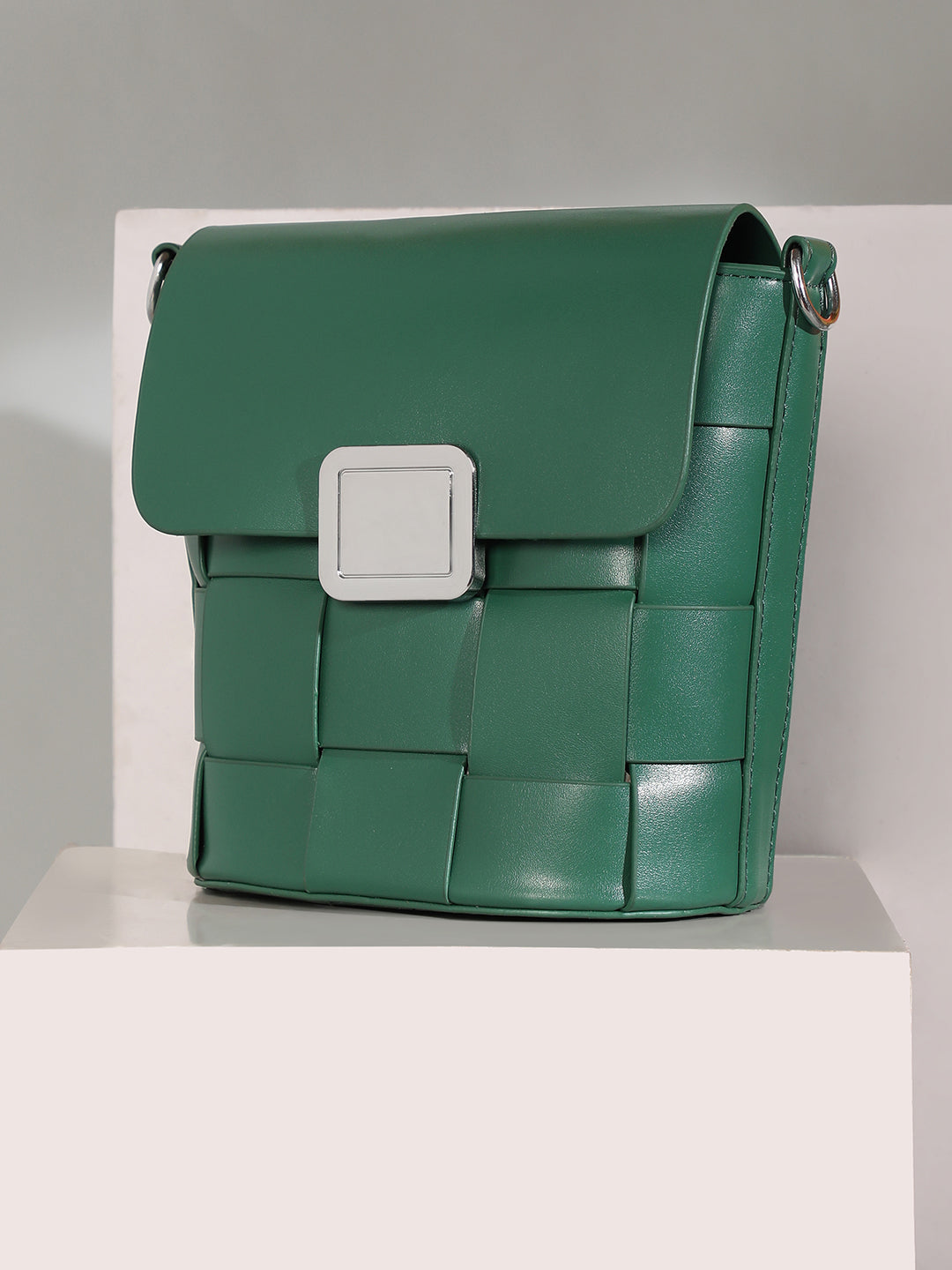 The Basket Sling Bag - Emerald Green