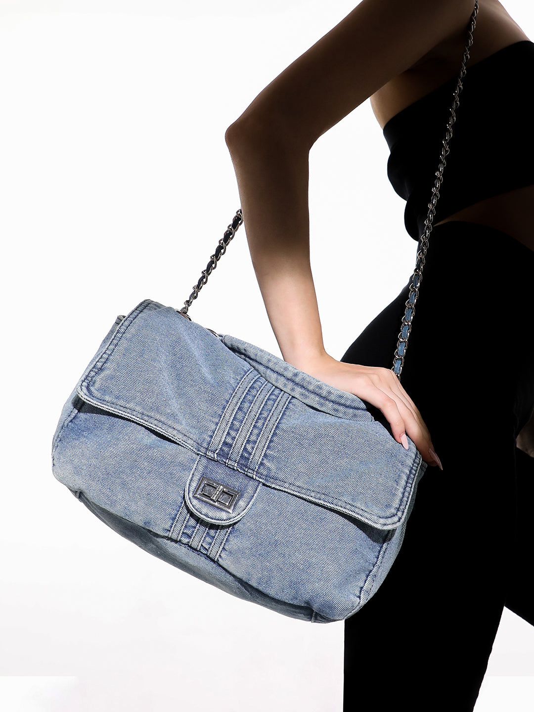 The Denim-Slouch Shoulder Bag - Indigo Blue