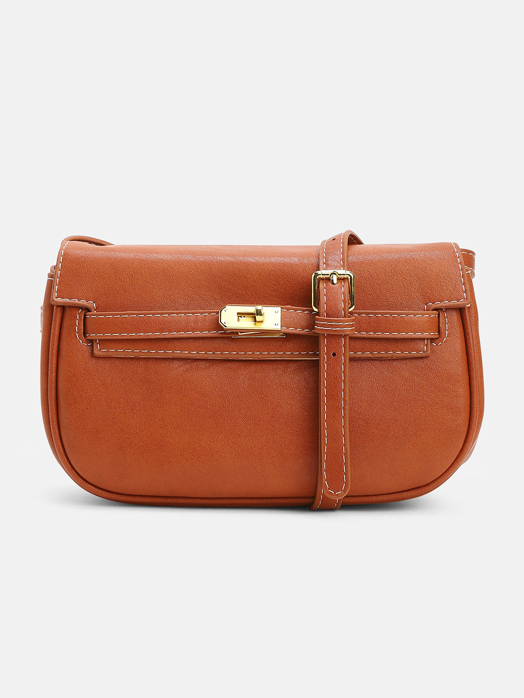 The Overlap-Curve Sling Bag - Burnt Sienna