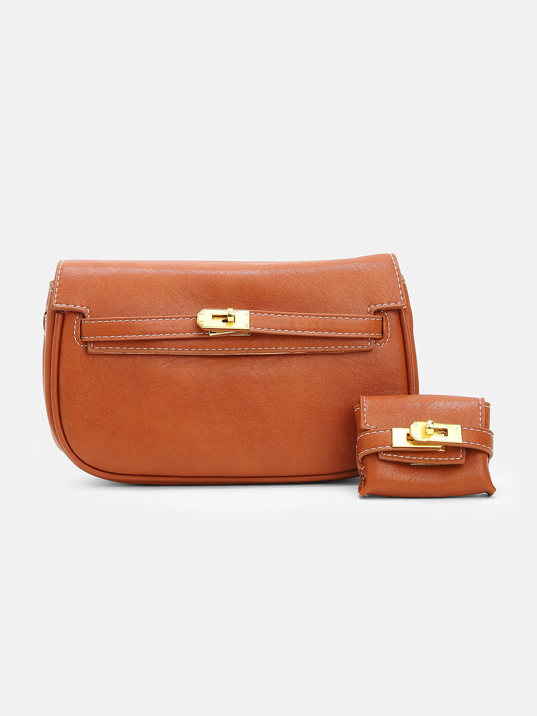 The Overlap-Curve Sling Bag - Burnt Sienna