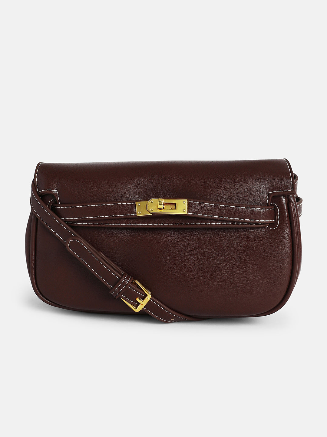 The Overlap-Curve Sling Bag - Chocolate Brown