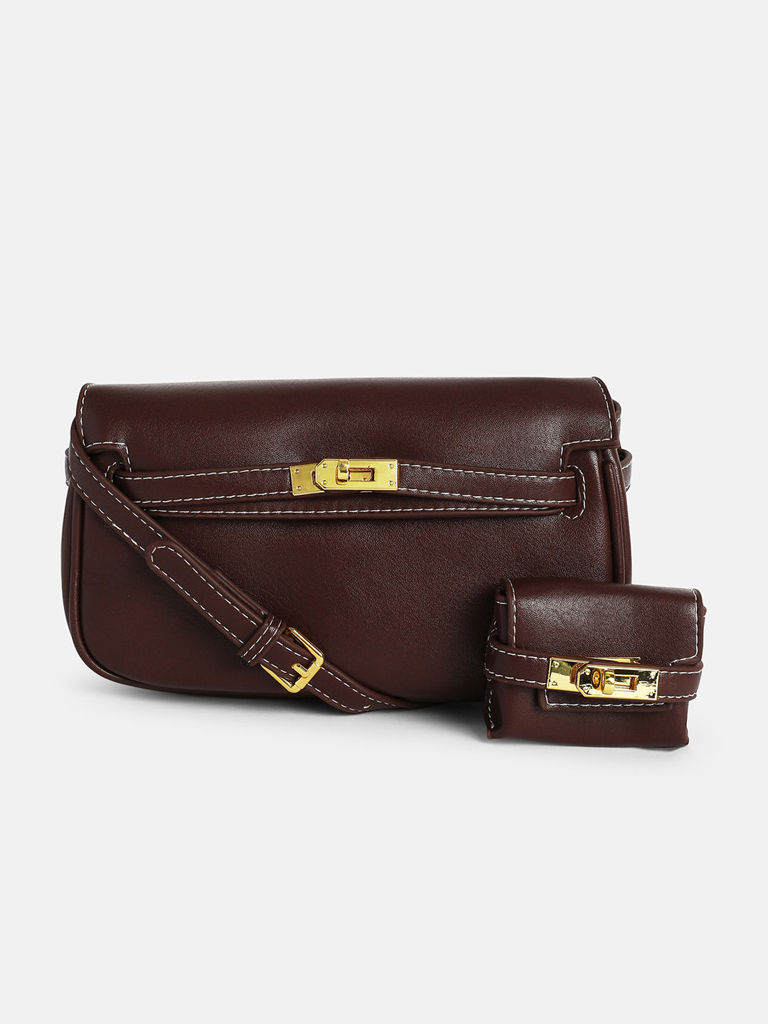 The Overlap-Curve Sling Bag - Chocolate Brown