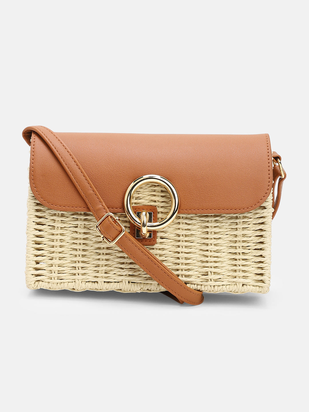 The Straw-Box Sling Bag - Tan Brown