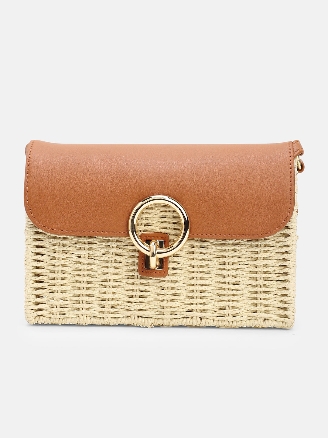 The Straw-Box Sling Bag - Tan Brown