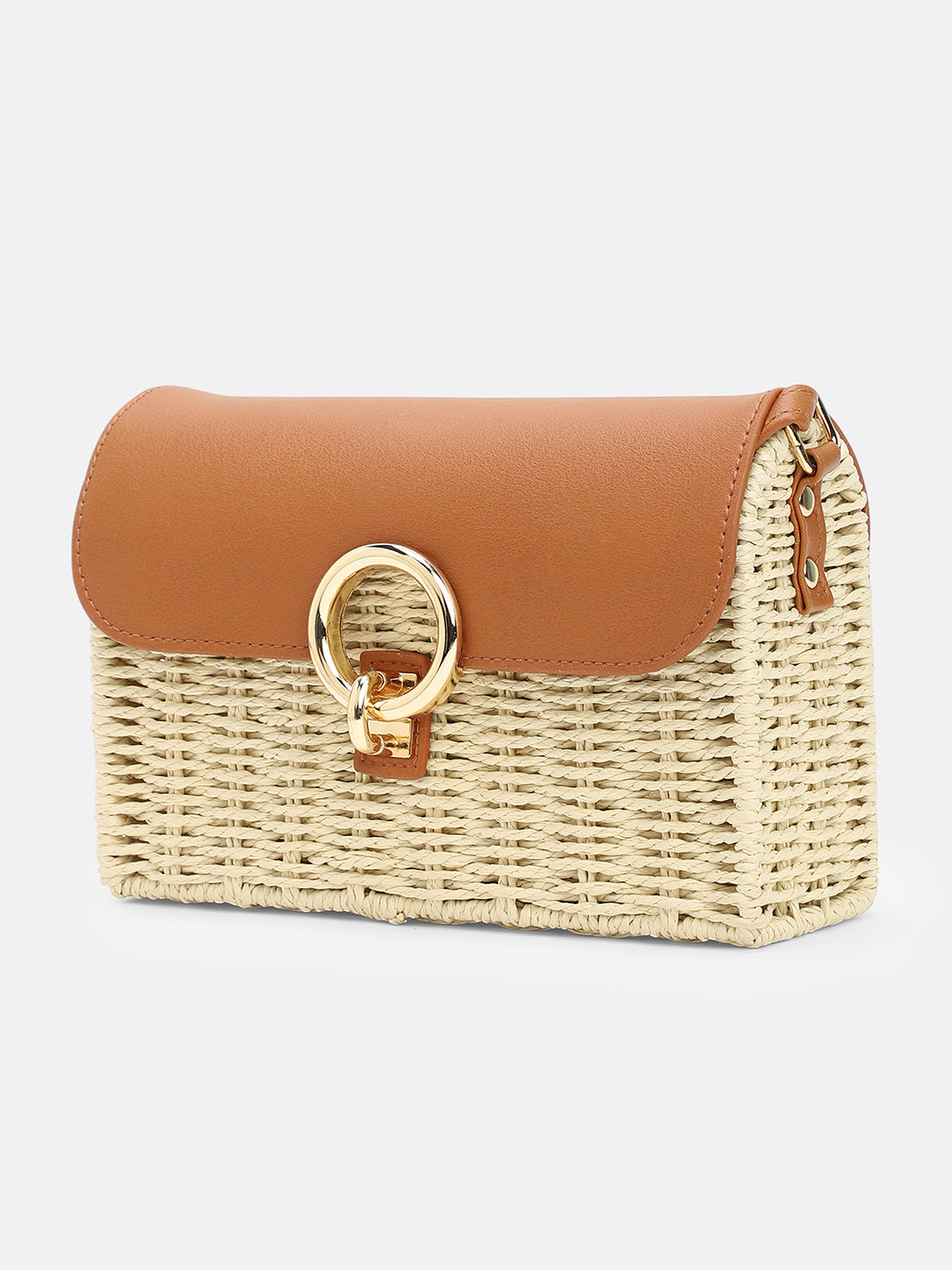 The Straw-Box Sling Bag - Tan Brown