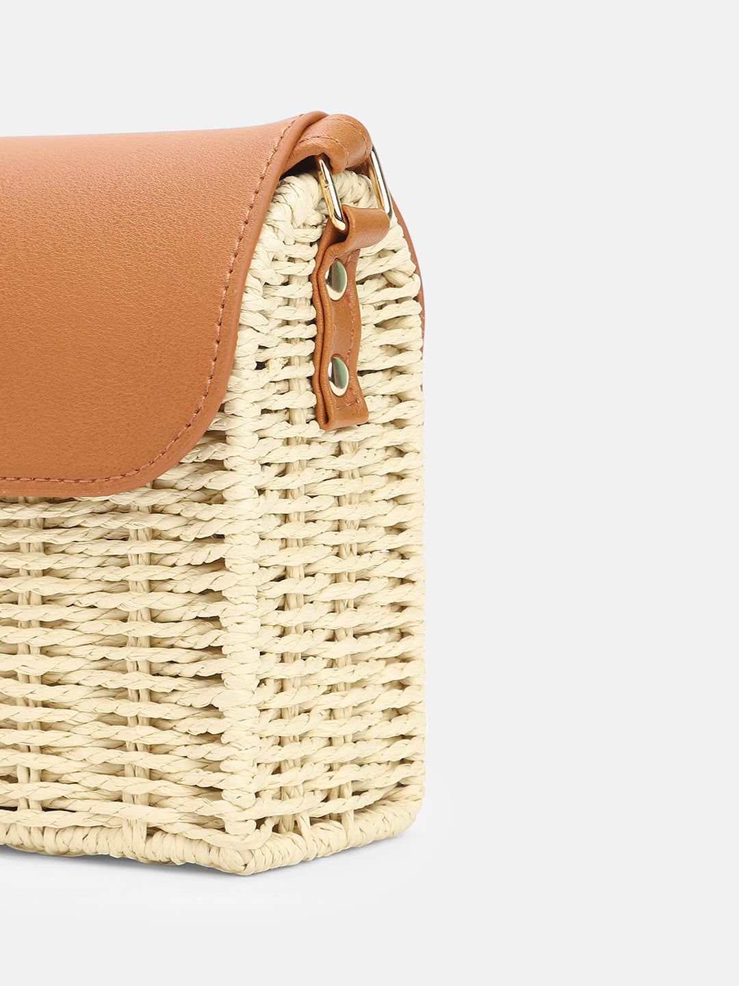 The Straw-Box Sling Bag - Tan Brown