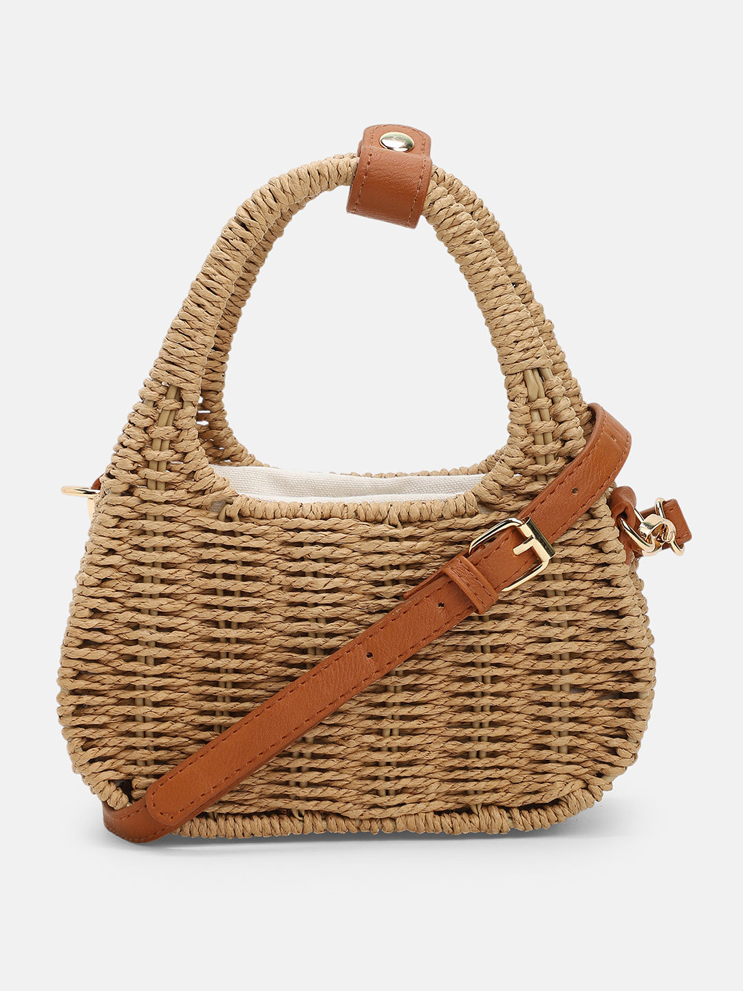 The Straw-Trinity Hand Bag - Khaki Brown