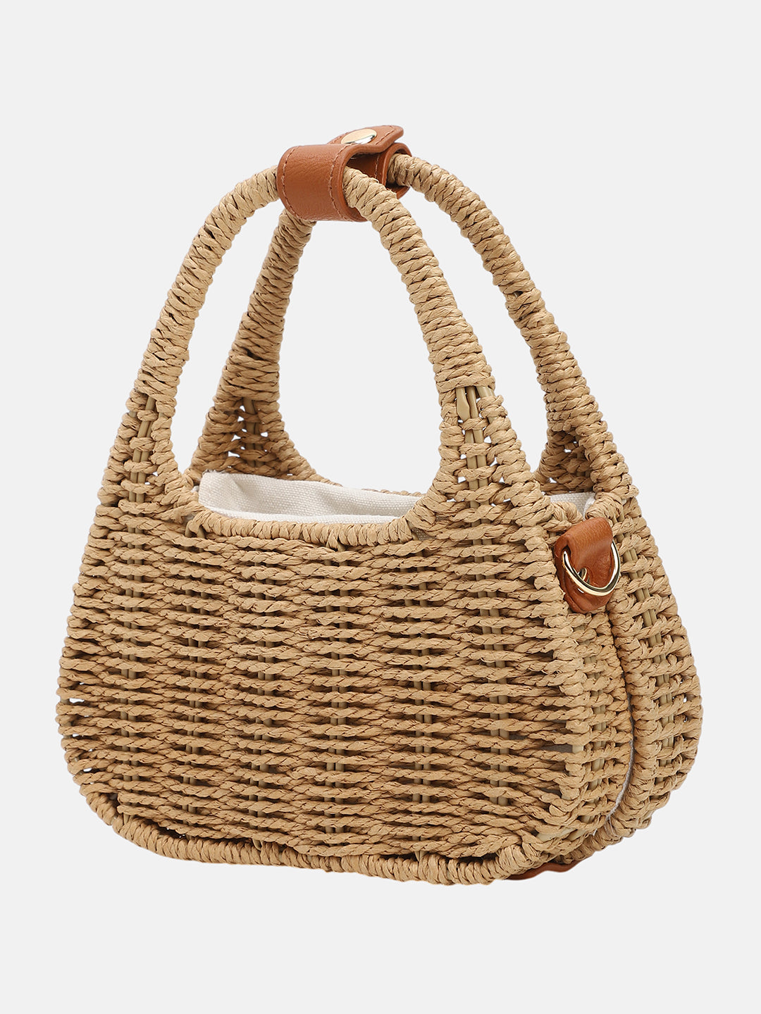 The Straw-Trinity Hand Bag - Khaki Brown