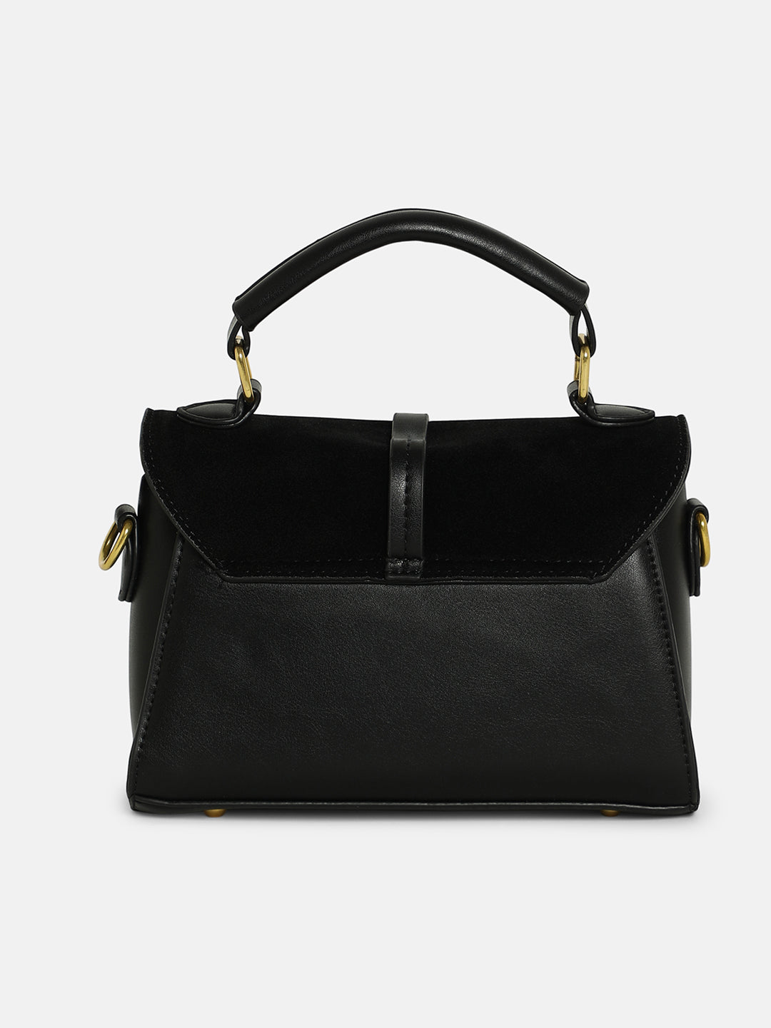 The Aurest Suede-Block Hand Bag - Onyx Black