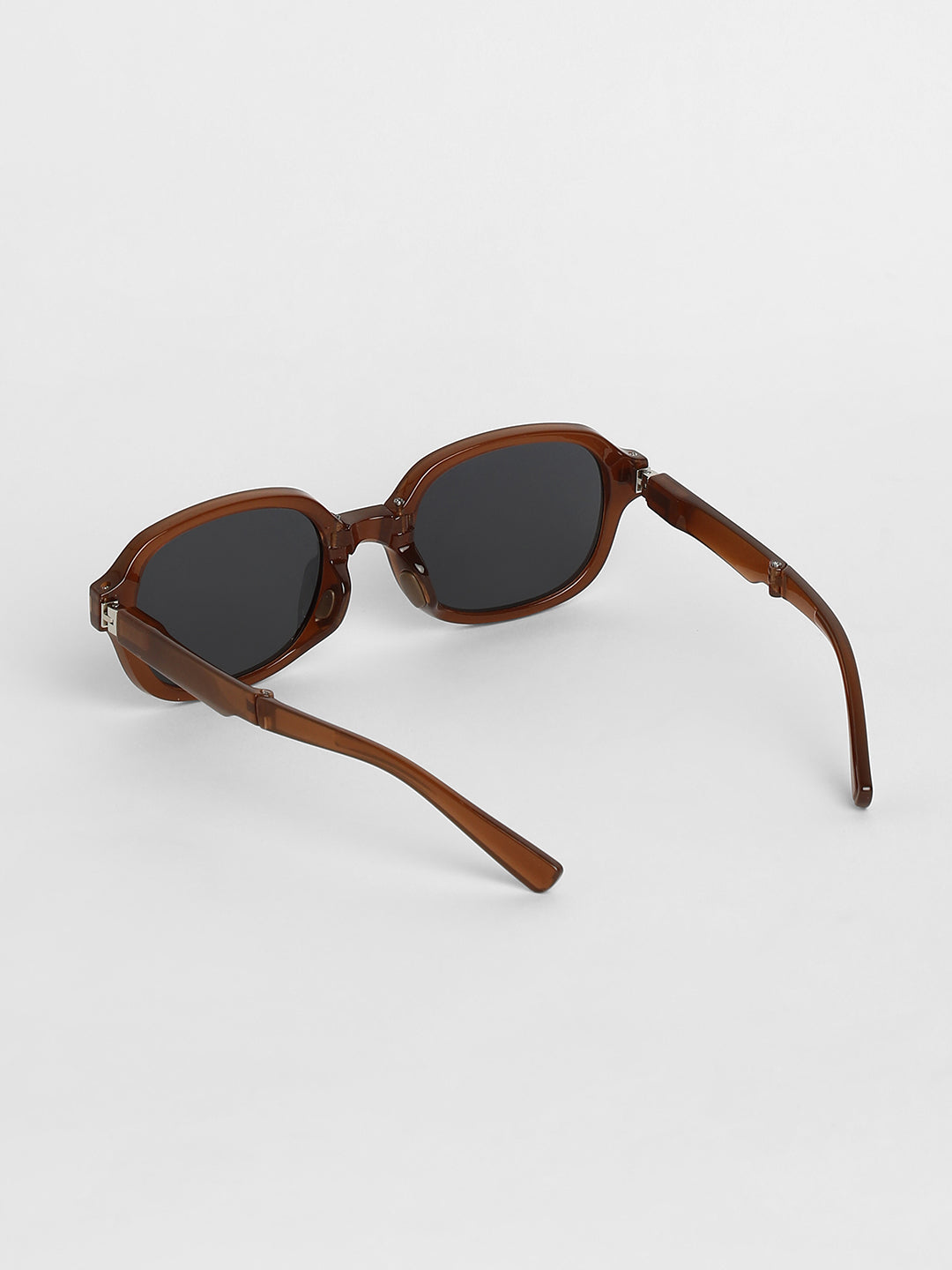 Foldable Rectangular Sunglasses - Brown