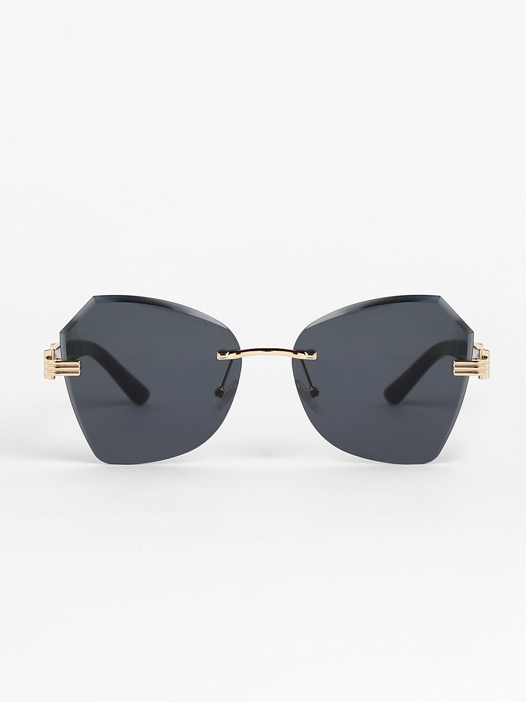 The Opulent Rimless Geometrical Sunglasses - Onyx Black