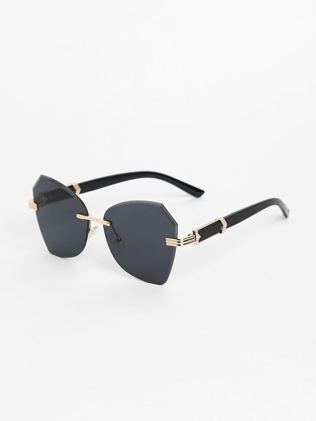 The Opulent Rimless Geometrical Sunglasses - Onyx Black