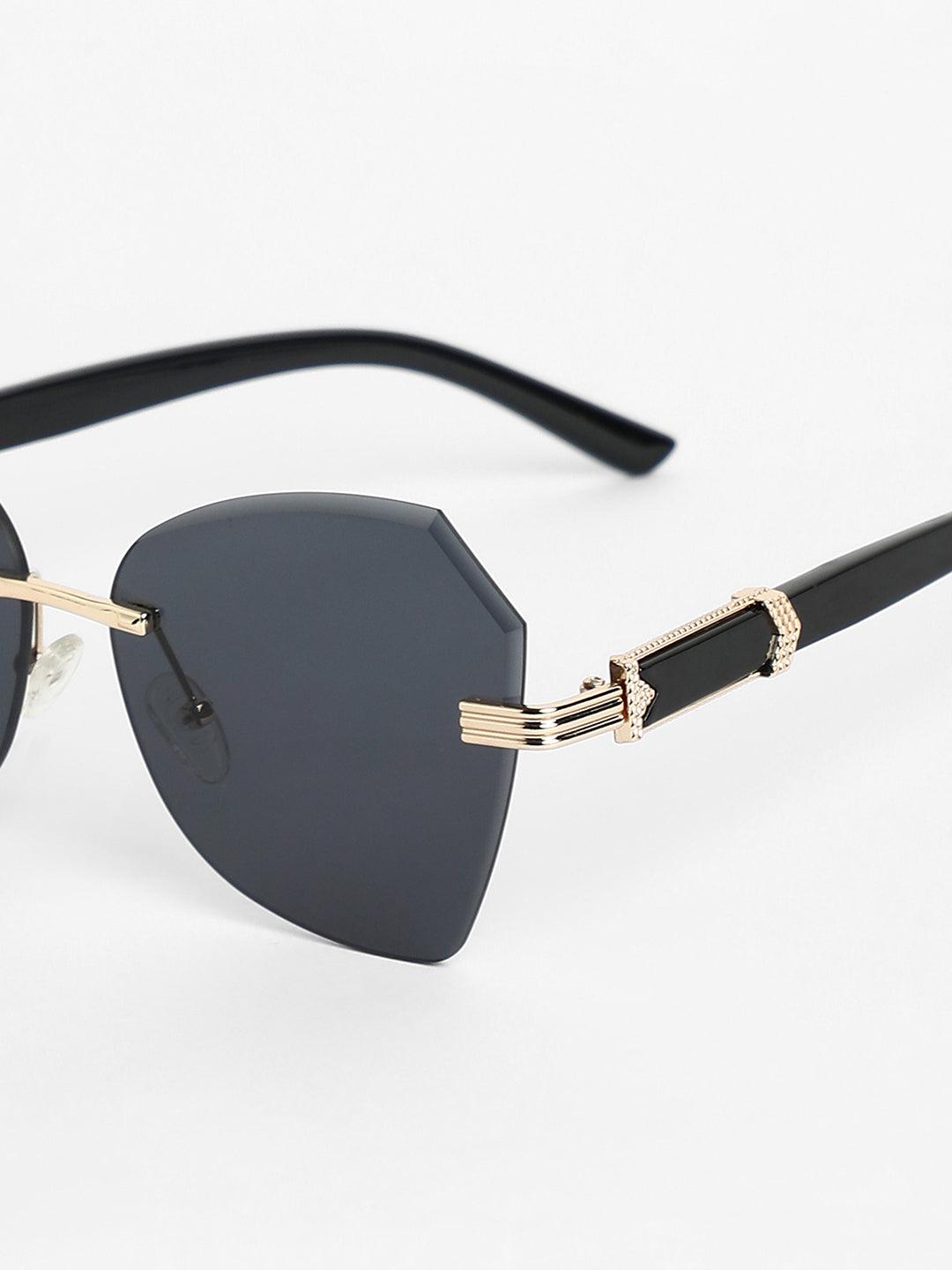 The Opulent Rimless Geometrical Sunglasses - Onyx Black