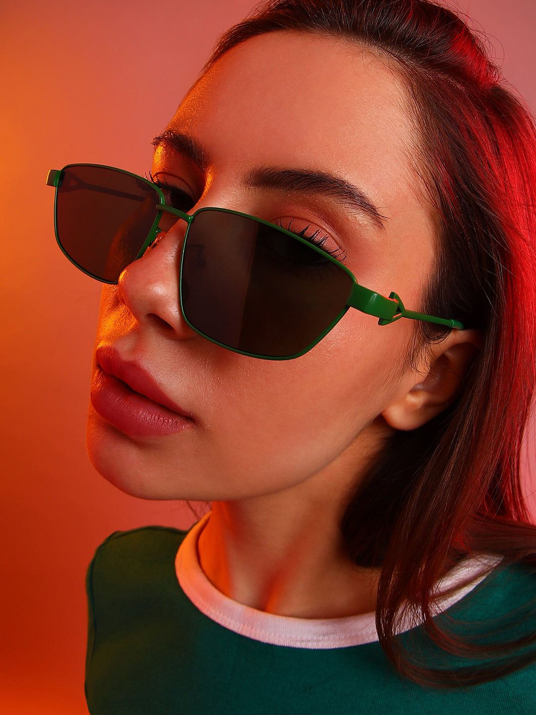 The Spear Rectangular Sunglasses - Forest Green