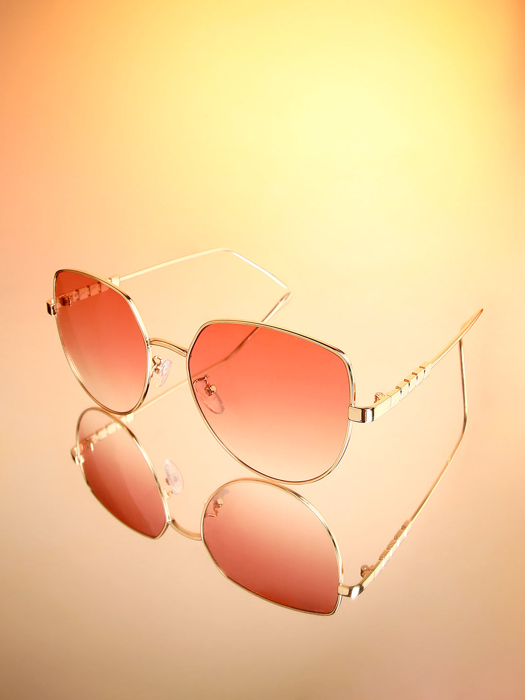 The Cubic Cateye Sunglasses - Champayne Gold