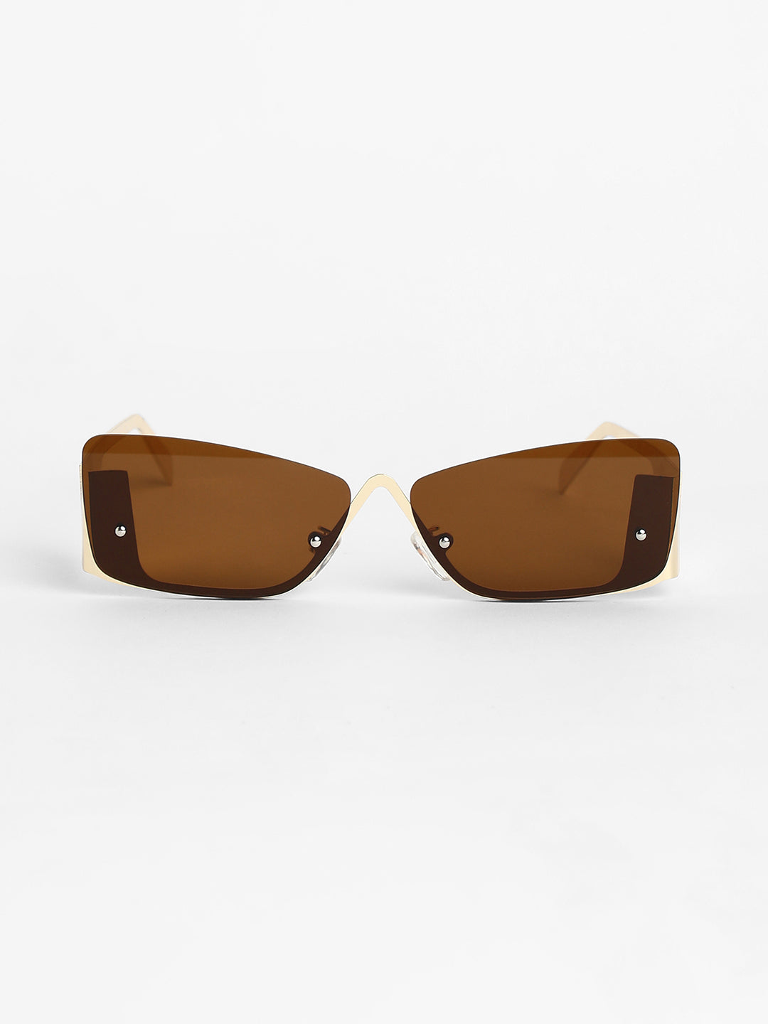 The Abstract Rectangular Sunglasses - Champayne Gold