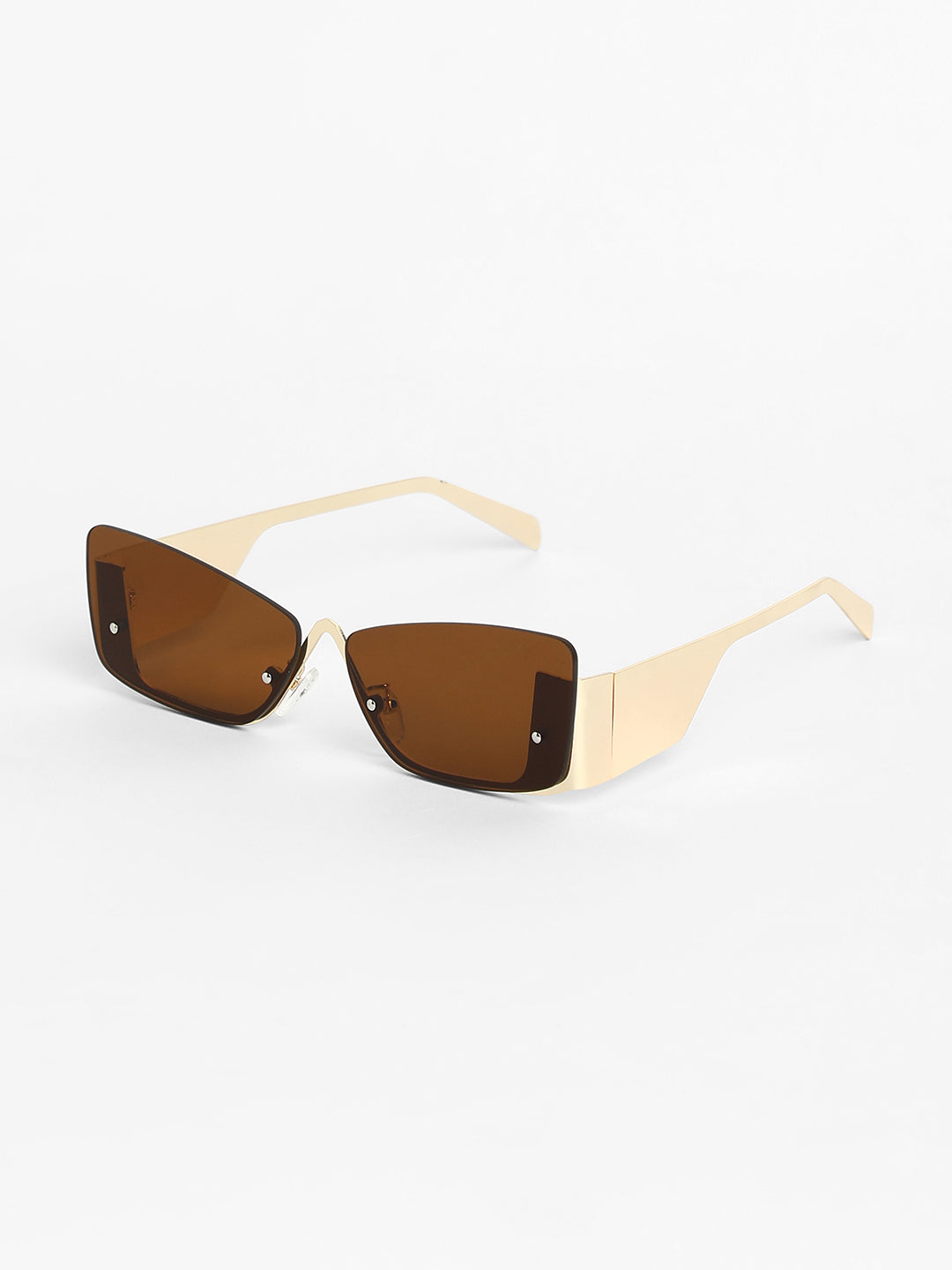 The Abstract Rectangular Sunglasses - Champayne Gold