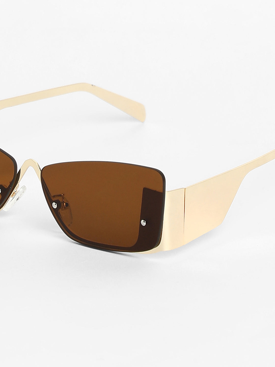 The Abstract Rectangular Sunglasses - Champayne Gold