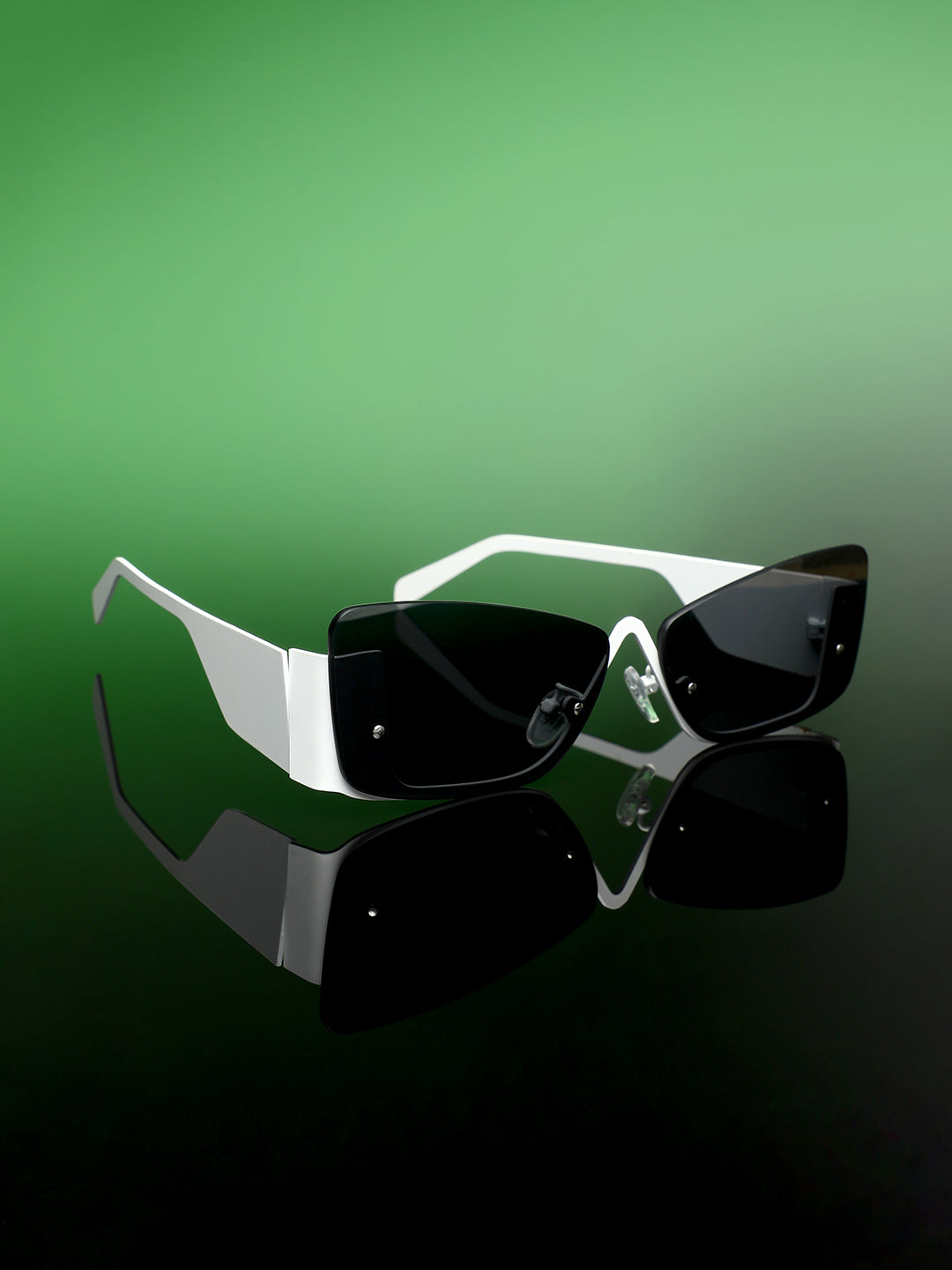 The Abstract Rectangular Sunglasses - Chalk White