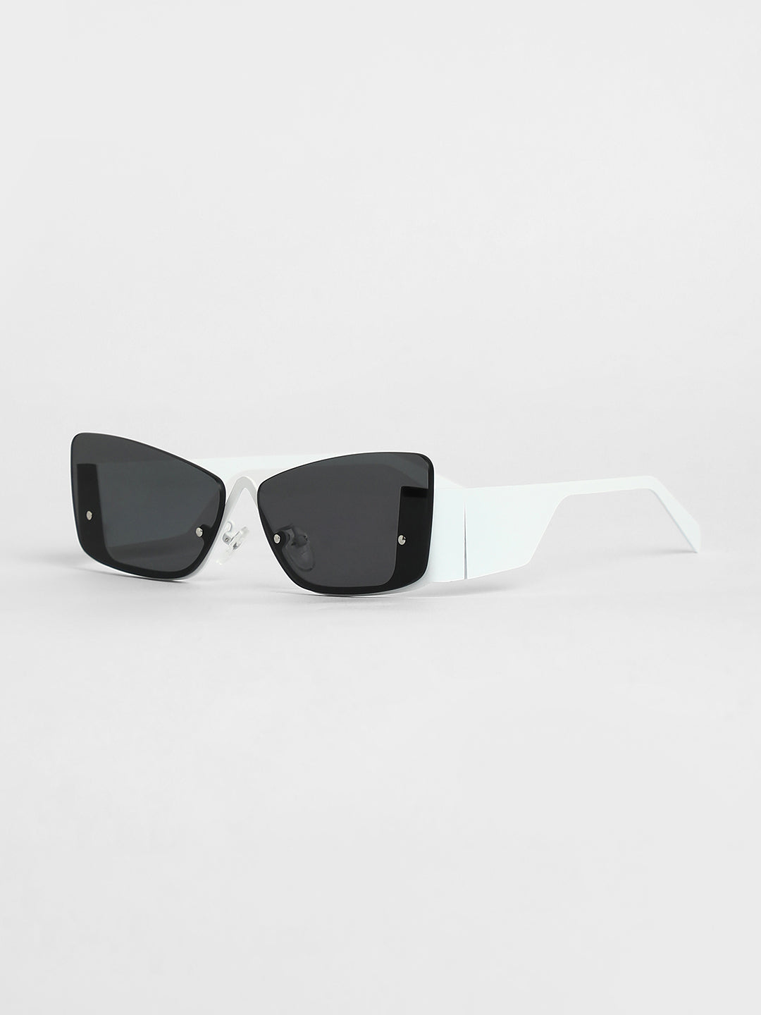 The Abstract Rectangular Sunglasses - Chalk White